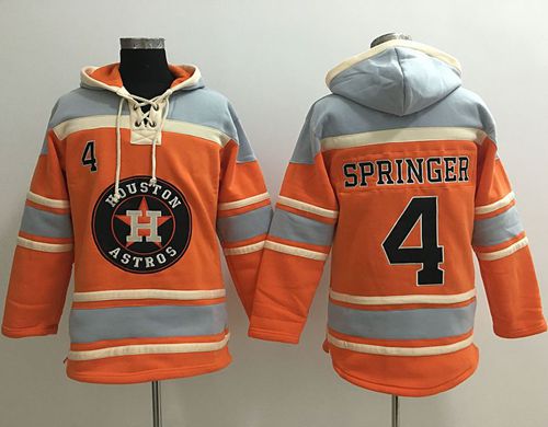 Astros #4 George Springer Orange Sawyer Hooded Sweatshirt MLB Hoodie - Click Image to Close